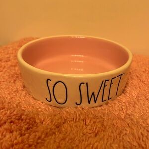 New Rae Dunn Artisan Collection Cat Dish So Sweet Pink Pet Bowl Candy